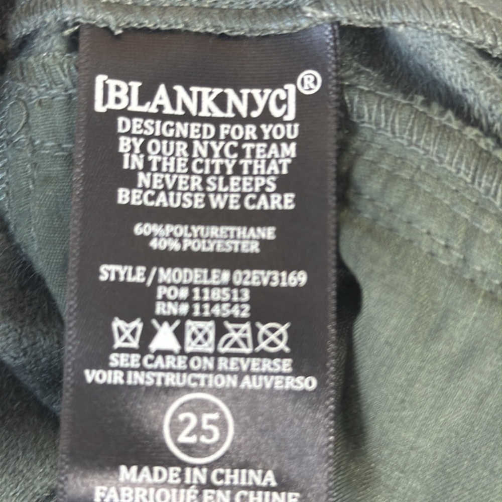 BlankNYC | Faux Leather Olive Green, High Waisted, Paper Bag Pants, Size 25, NWT - Picture 4 of 9